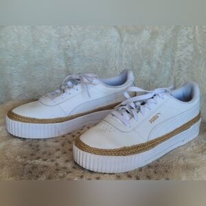 Puma Women's White and Brown Platform Sneakers